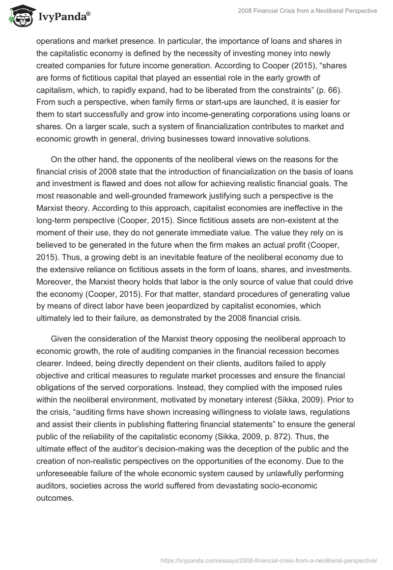 2008 Financial Crisis from a Neoliberal Perspective. Page 3