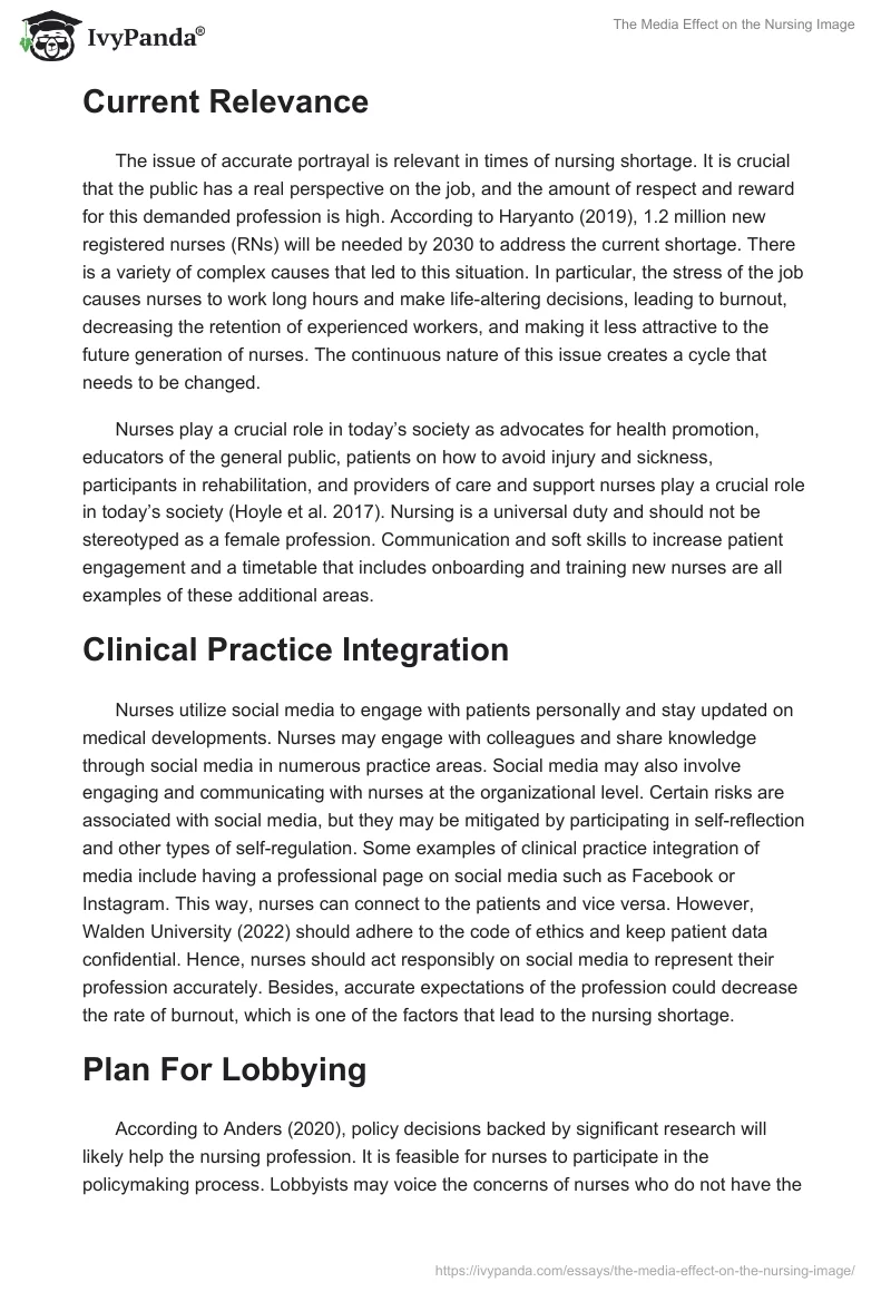 The Media Effect on the Nursing Image. Page 2