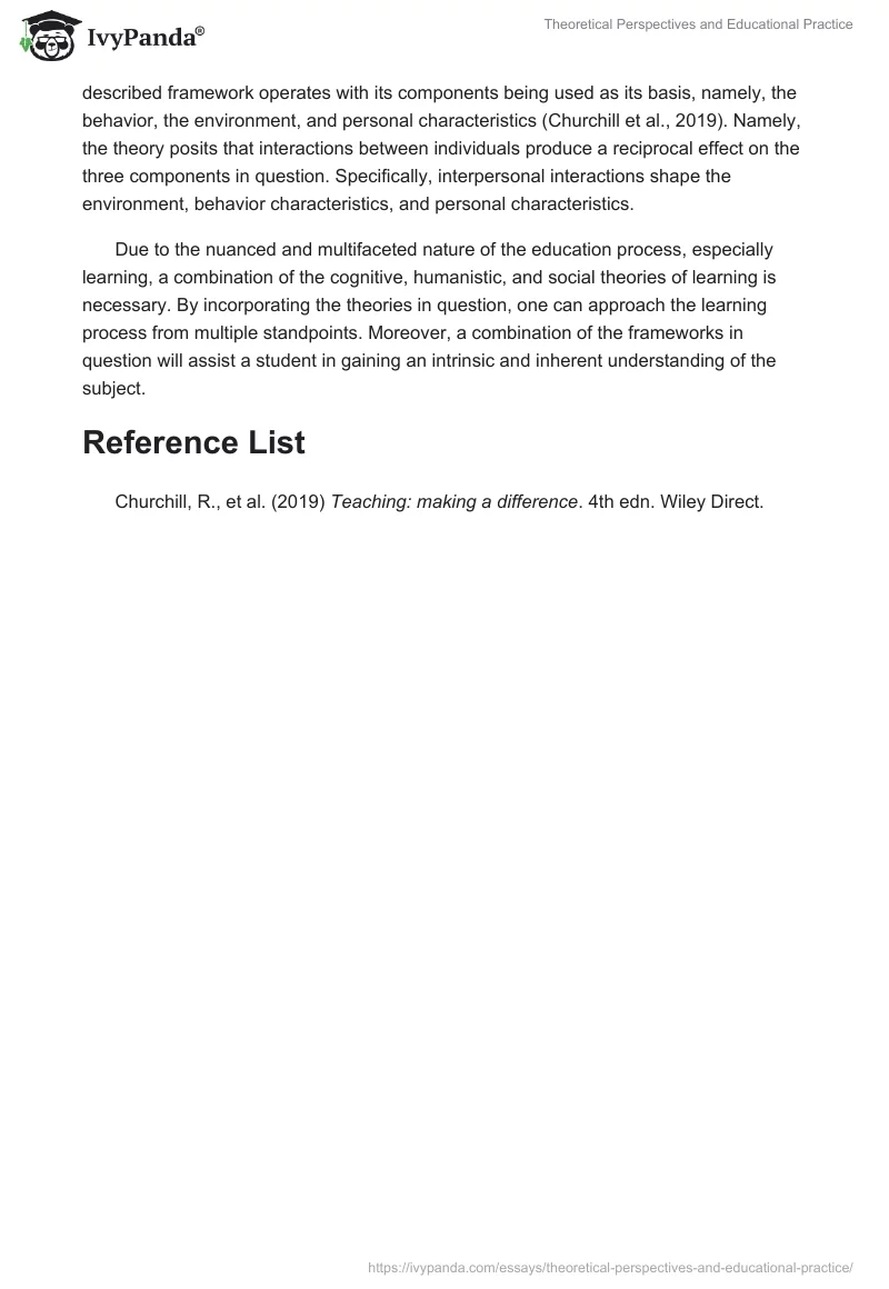 Theoretical Perspectives and Educational Practice. Page 2