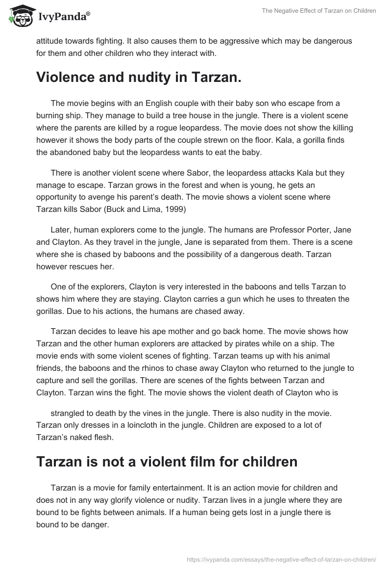 The Negative Effect of Tarzan on Children. Page 2