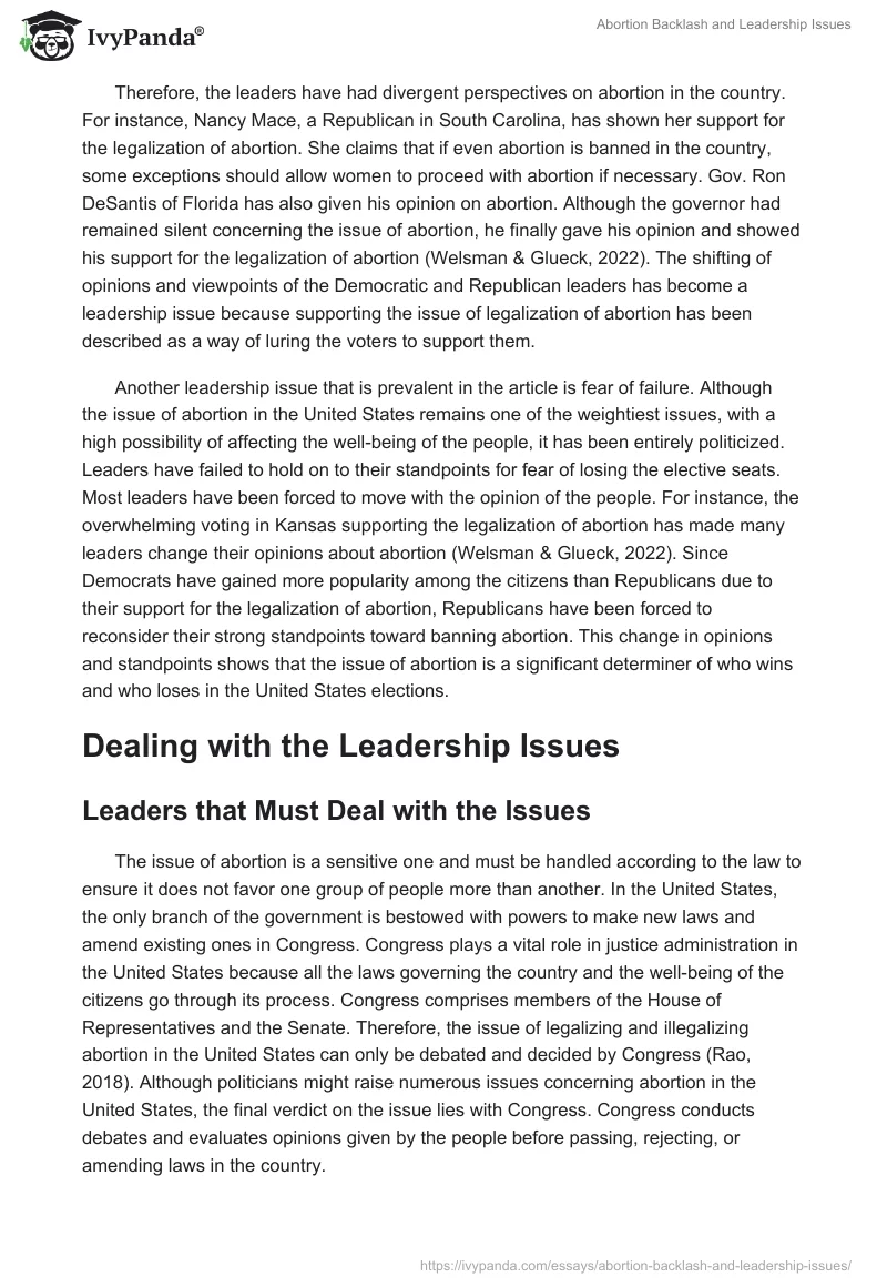 Abortion Backlash and Leadership Issues. Page 2