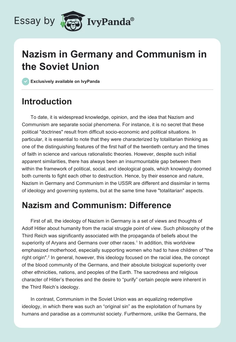 Nazism in Germany and Communism in the Soviet Union. Page 1