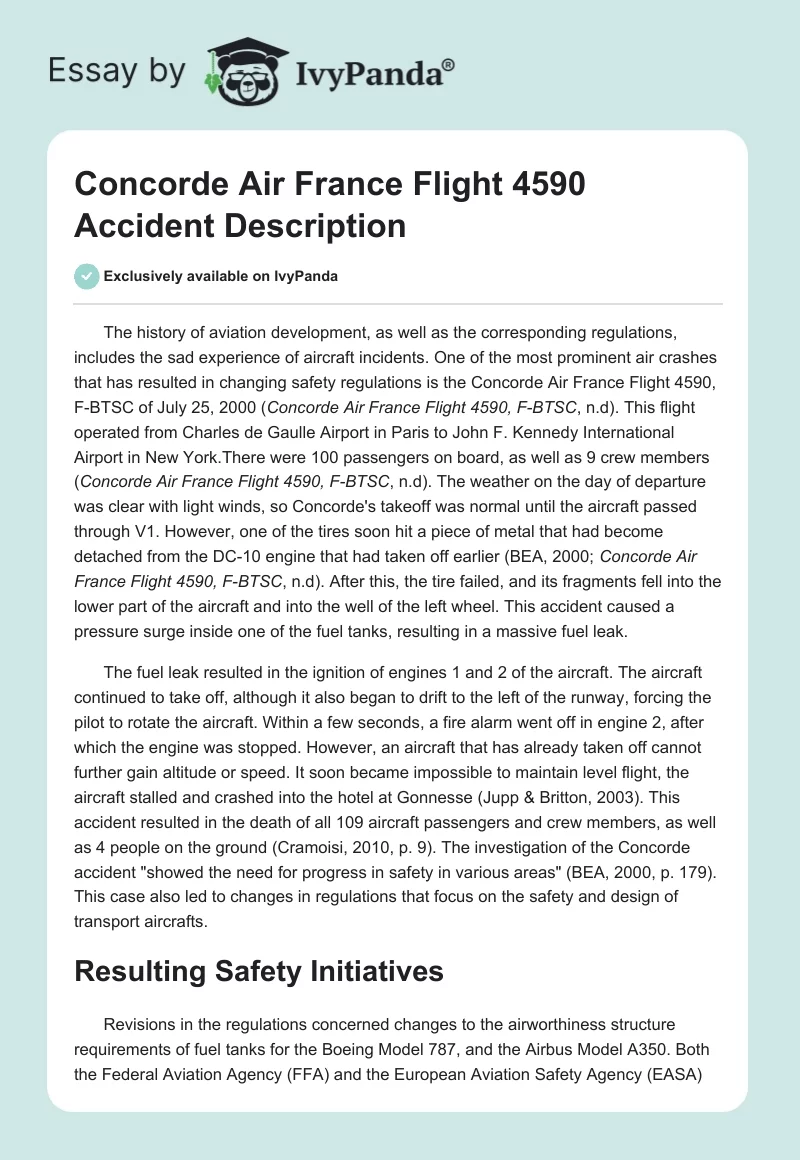 Concorde Air France Flight 4590 Accident Description. Page 1