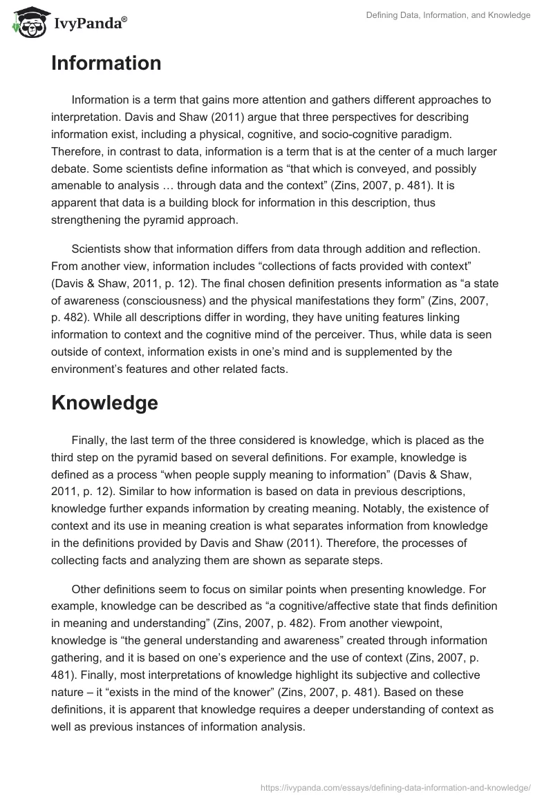 Defining Data, Information, and Knowledge. Page 2