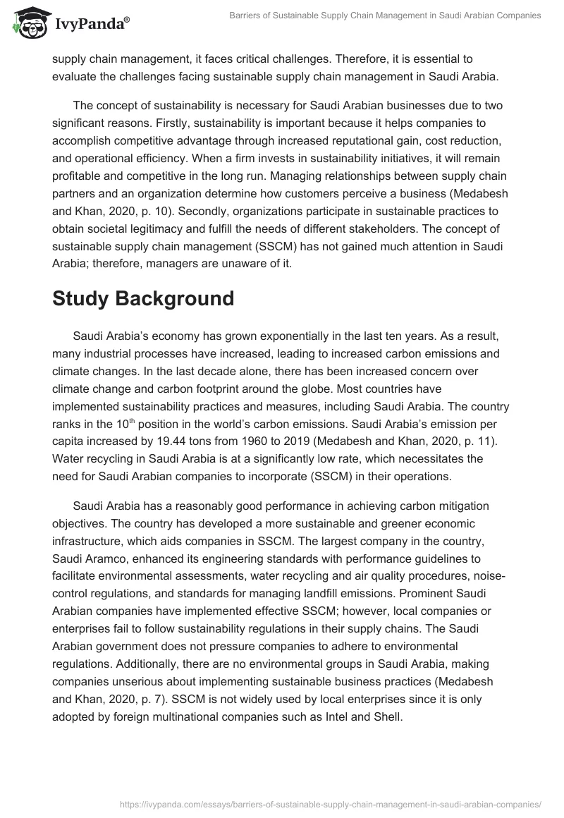 Barriers of Sustainable Supply Chain Management in Saudi Arabian Companies. Page 2