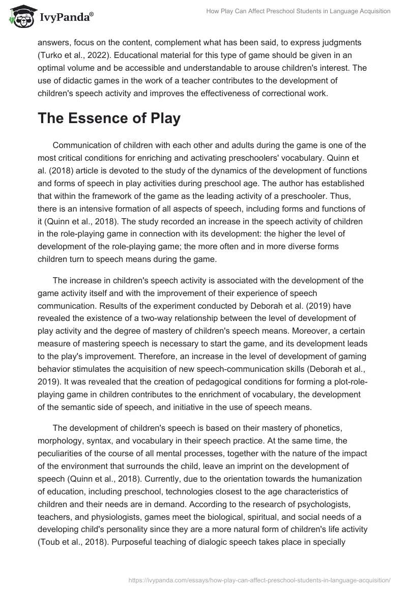 How "Play" Can Affect Preschool Students in Language Acquisition. Page 3
