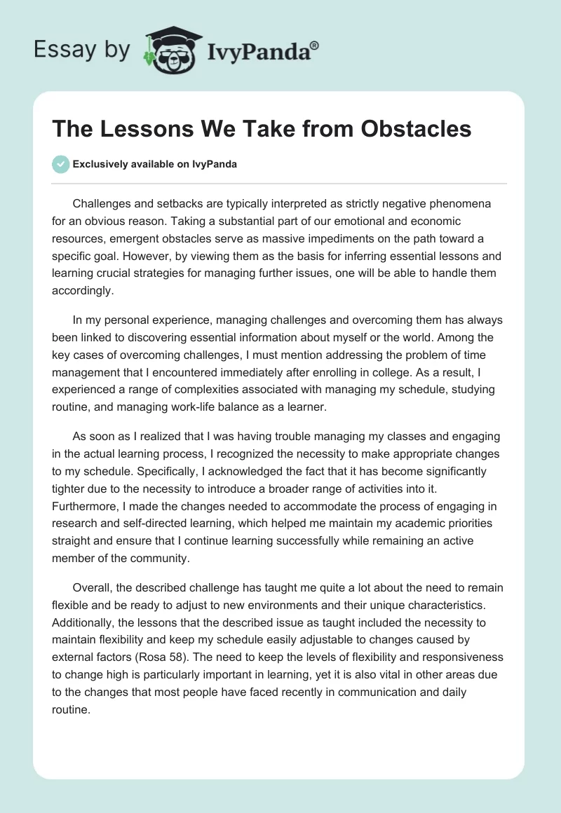The Lessons We Take from Obstacles. Page 1