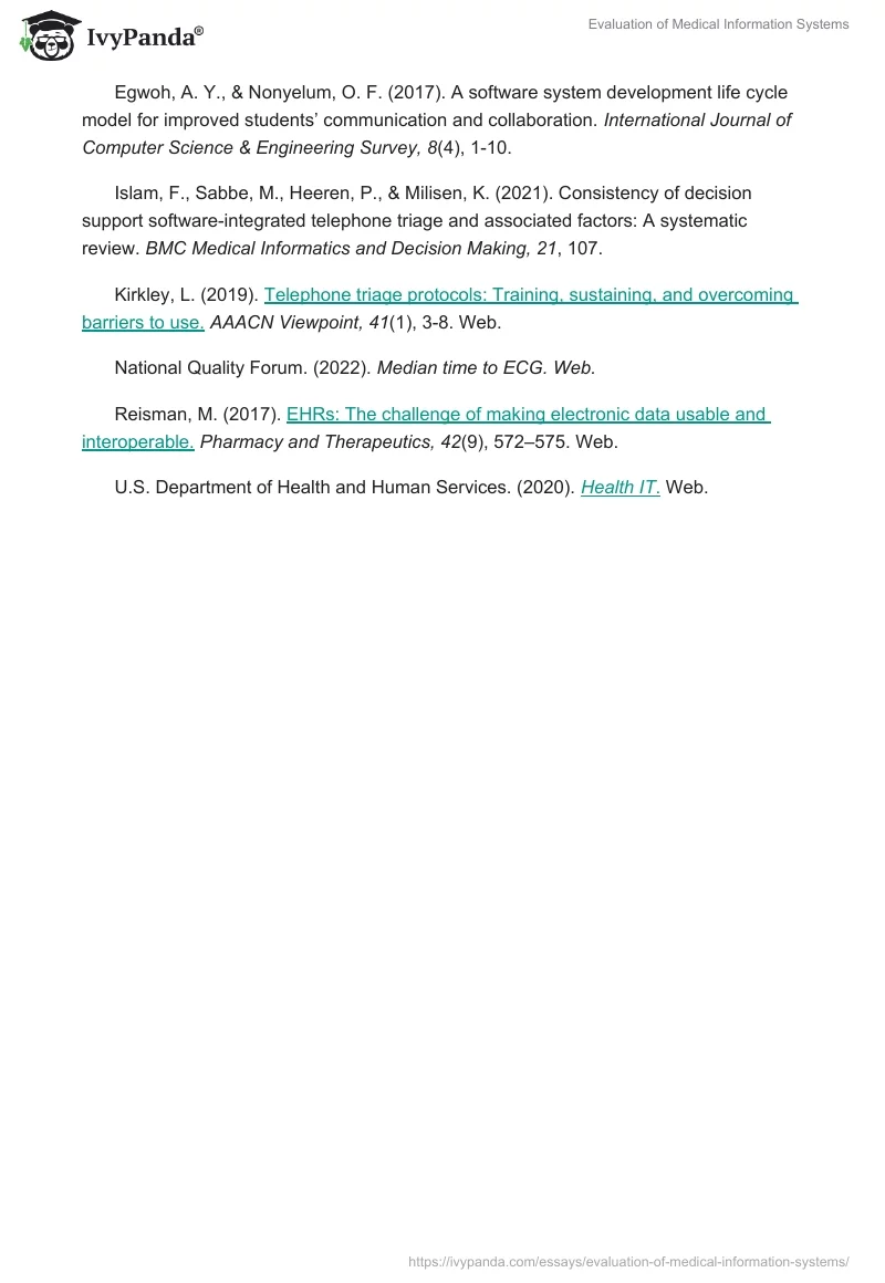 Evaluation of Medical Information Systems. Page 5