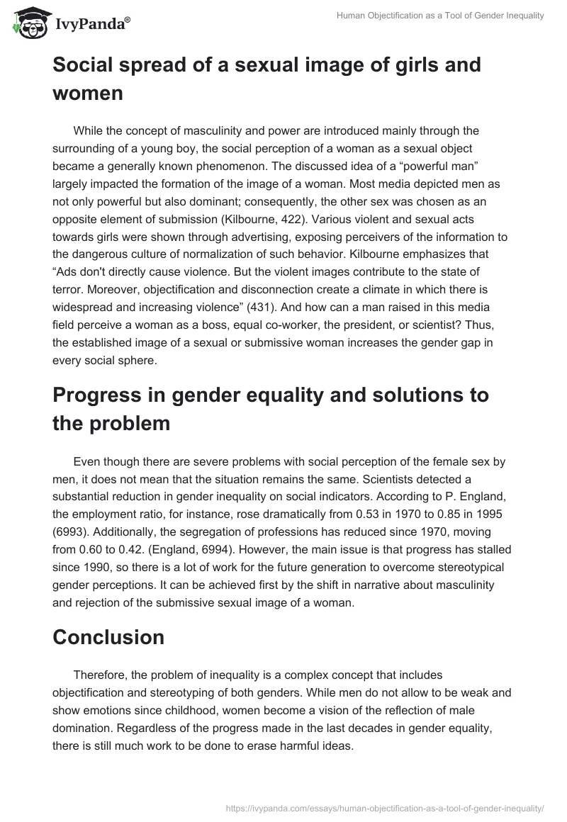 Human Objectification as a Tool of Gender Inequality. Page 2