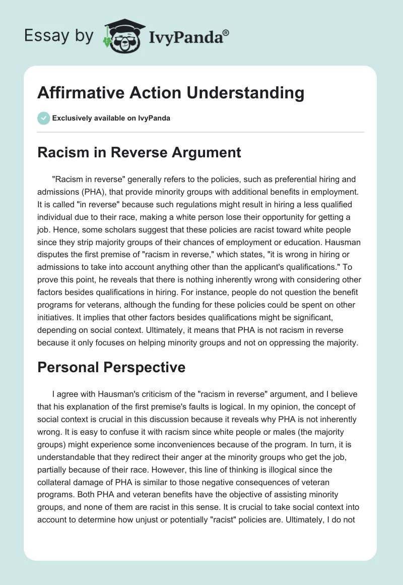 Affirmative Action Understanding. Page 1