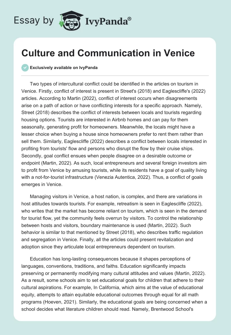 Culture and Communication in Venice. Page 1