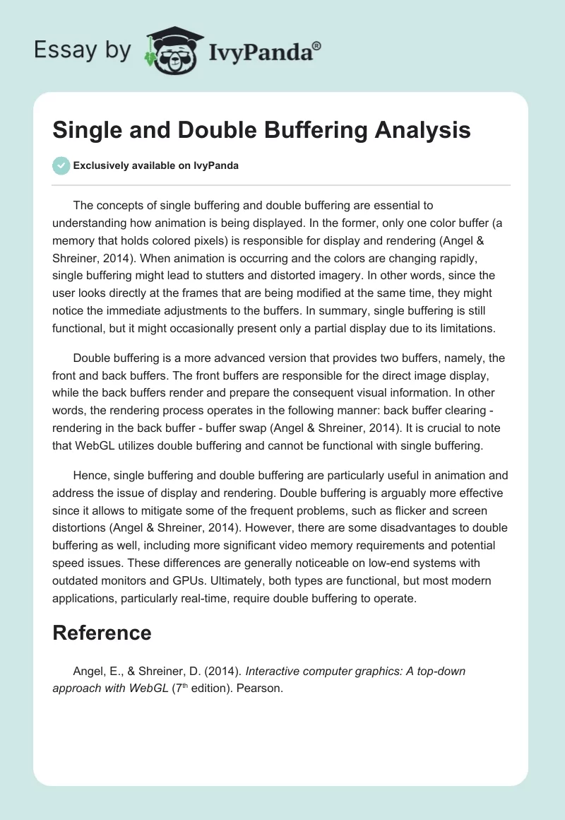Single and Double Buffering Analysis. Page 1