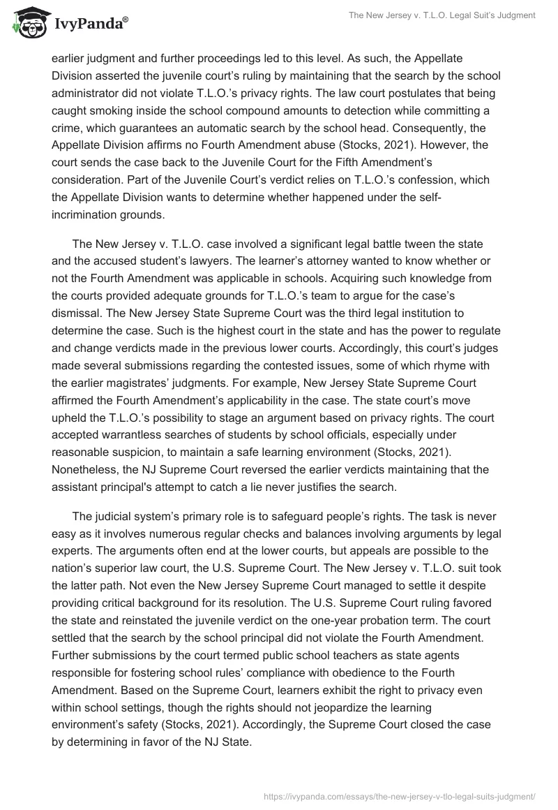 The New Jersey v. T.L.O. Legal Suit’s Judgment. Page 3