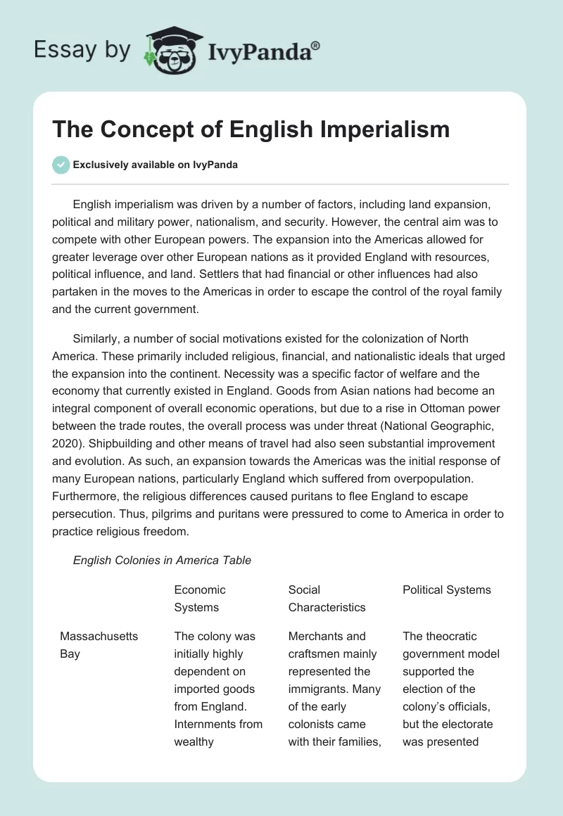 The Concept of English Imperialism. Page 1