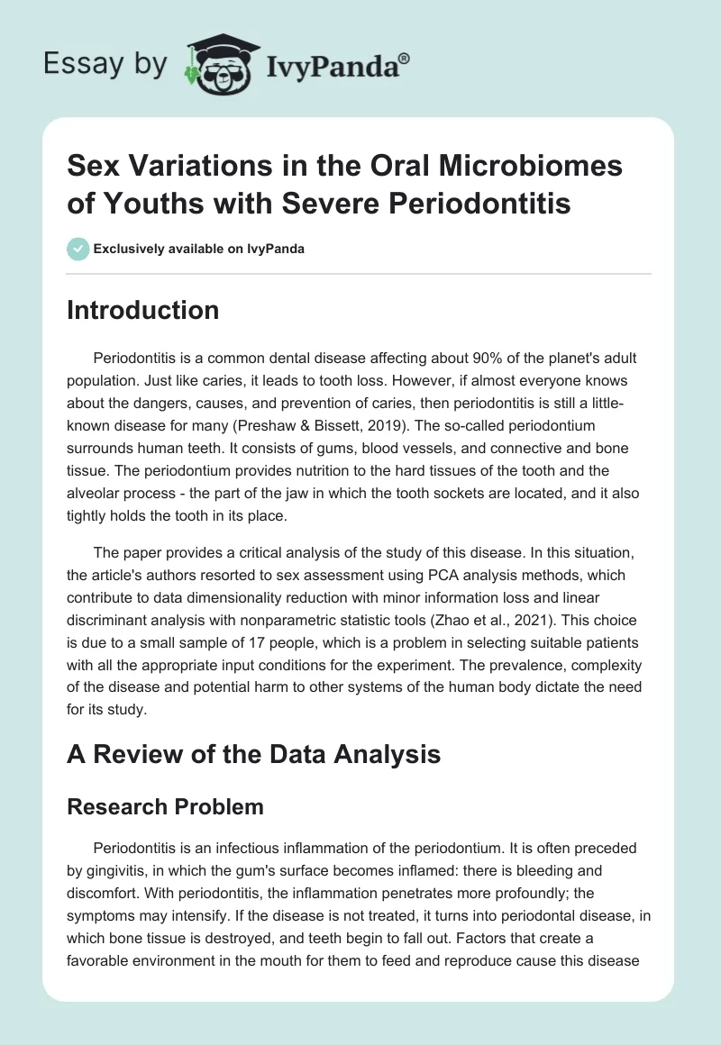 Sex Variations in the Oral Microbiomes of Youths With Severe Periodontitis. Page 1