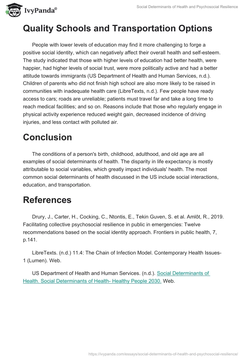 Social Determinants of Health and Psychosocial Resilience. Page 2