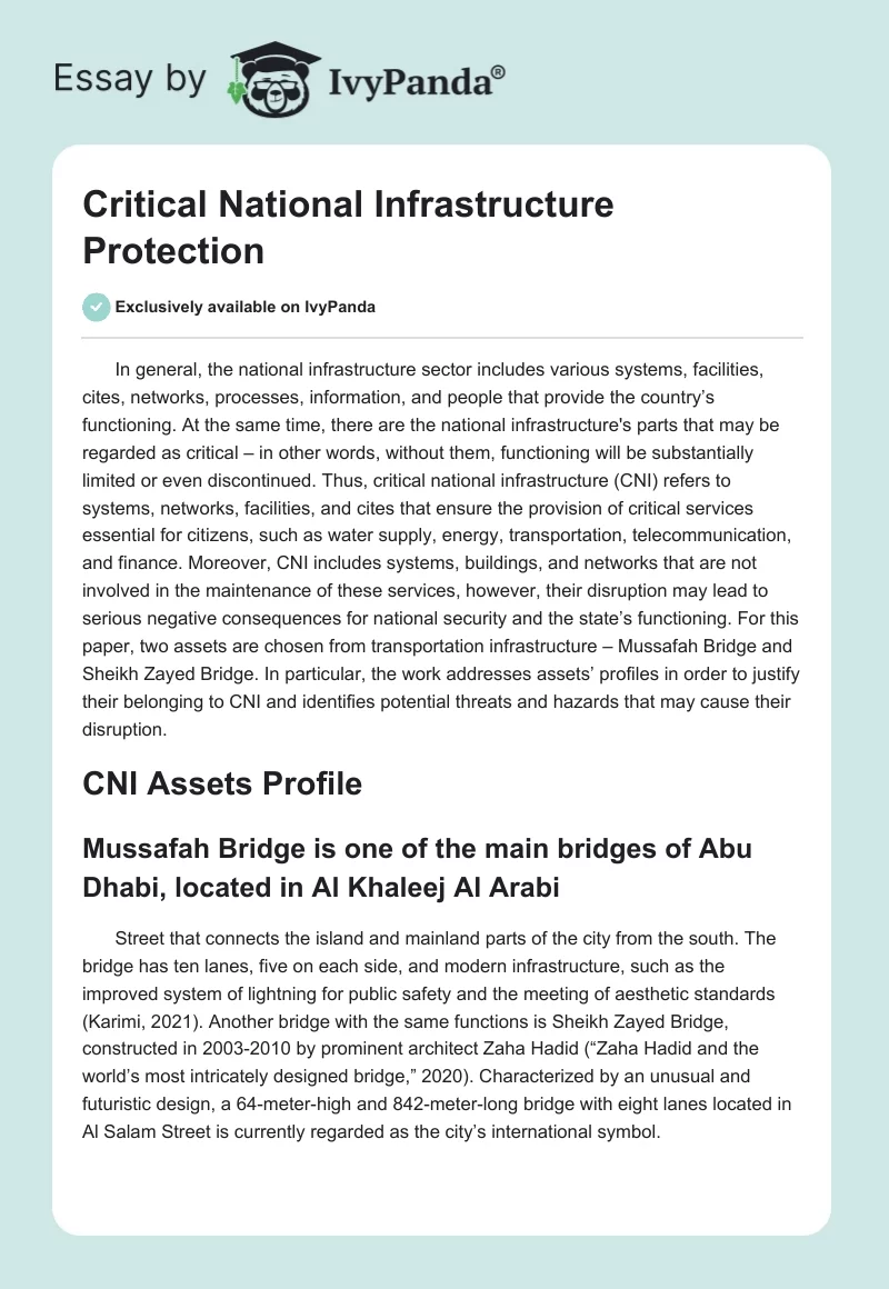 Critical National Infrastructure Protection. Page 1