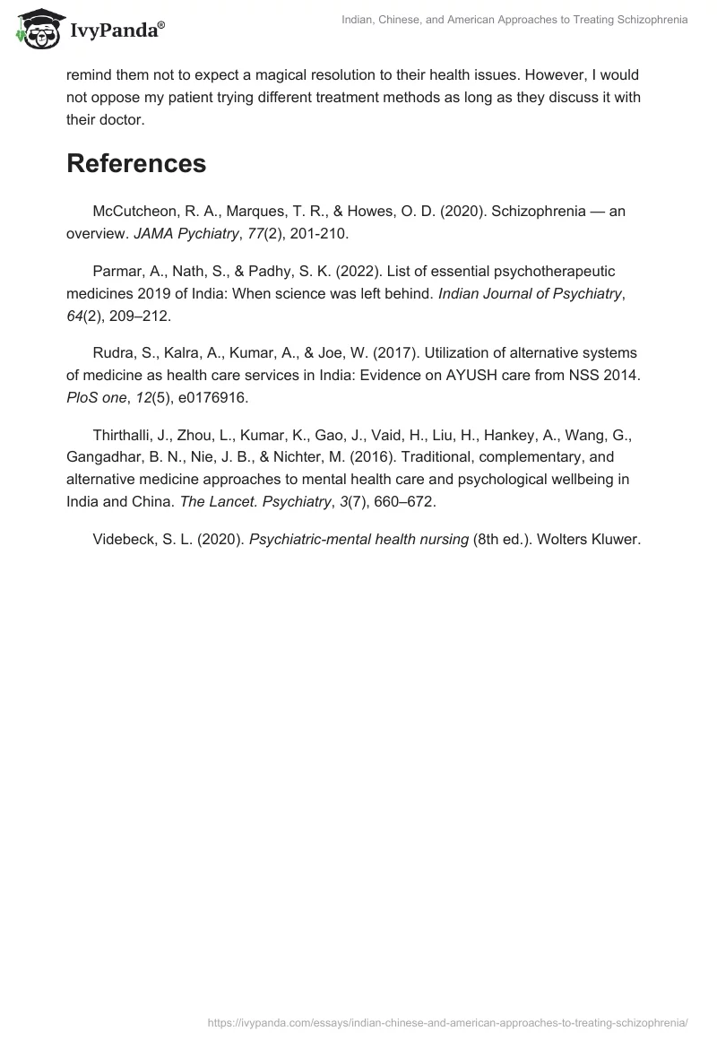 Indian, Chinese, and American Approaches to Treating Schizophrenia. Page 3