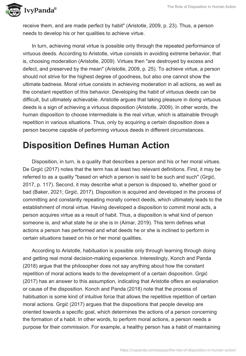 The Role of Disposition in Human Action. Page 2