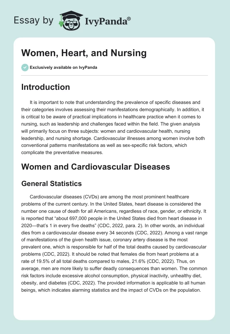 Women, Heart, and Nursing. Page 1