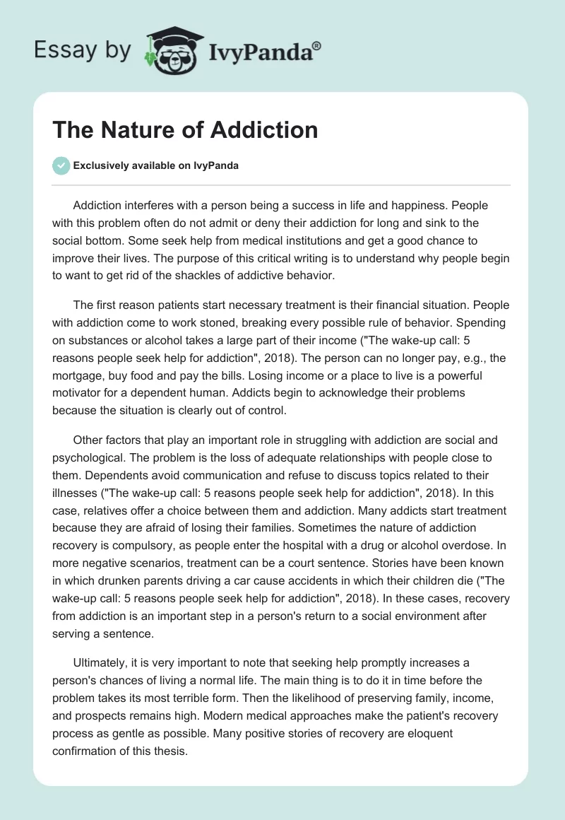 The Nature of Addiction. Page 1