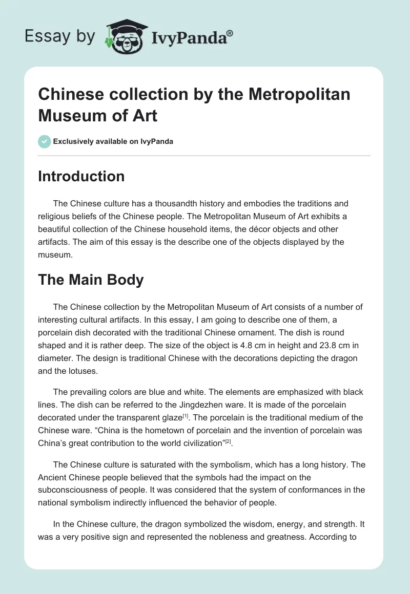 Chinese collection by the Metropolitan Museum of Art. Page 1