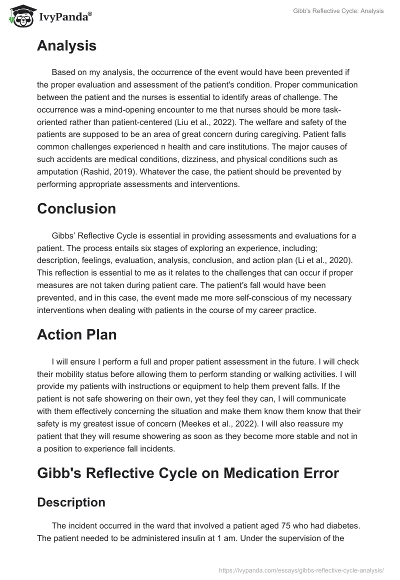 Gibb's Reflective Cycle: Analysis. Page 2