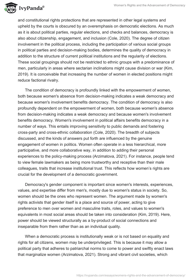 Women's Rights and the Advancement of Democracy. Page 2