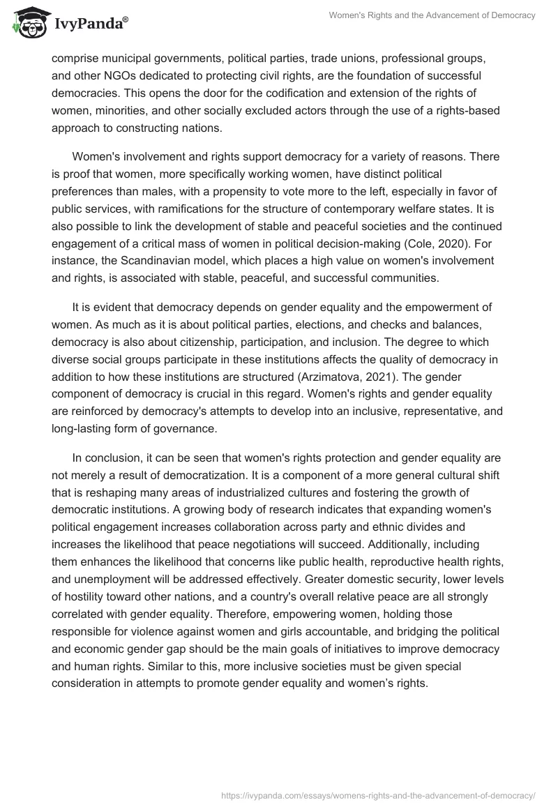 Women's Rights and the Advancement of Democracy. Page 3