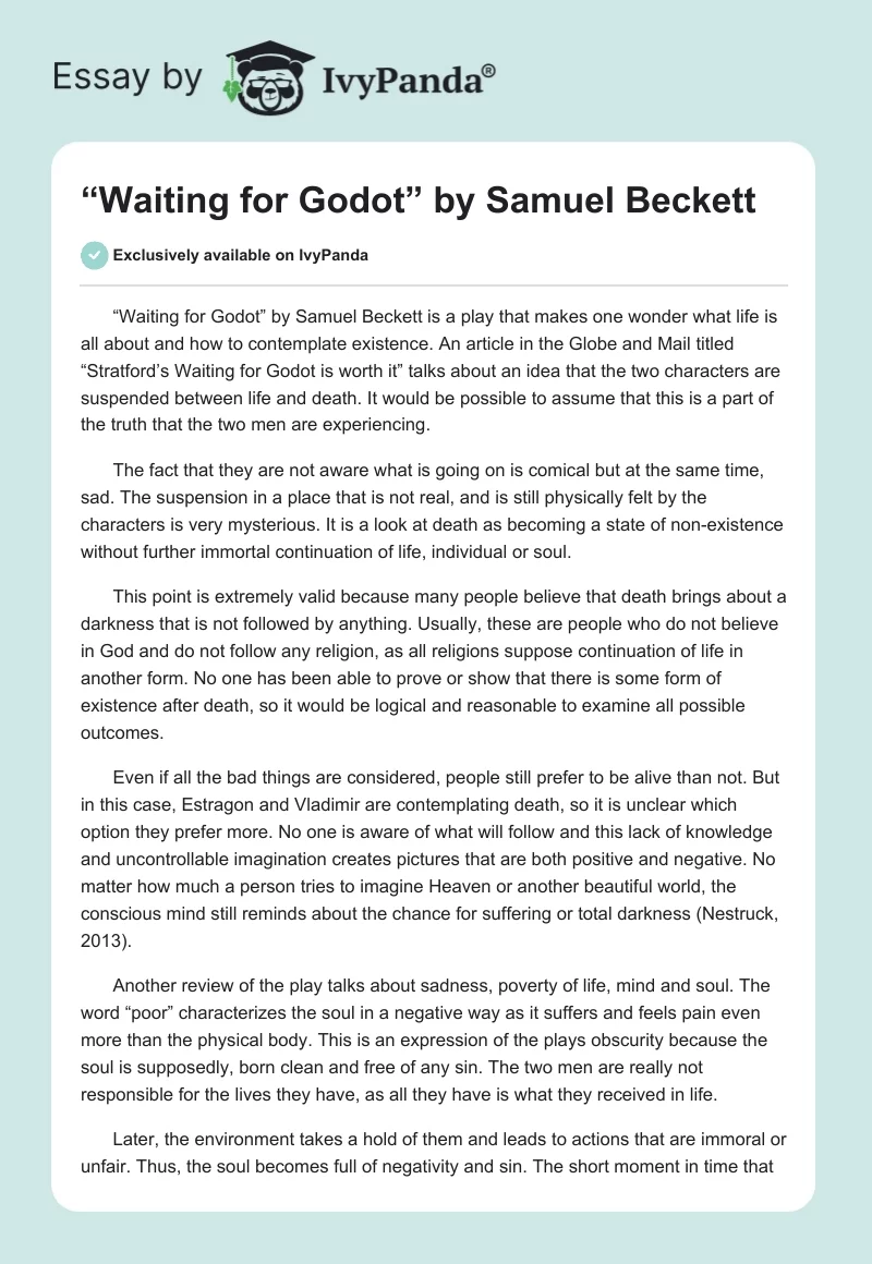 “Waiting for Godot” by Samuel Beckett. Page 1