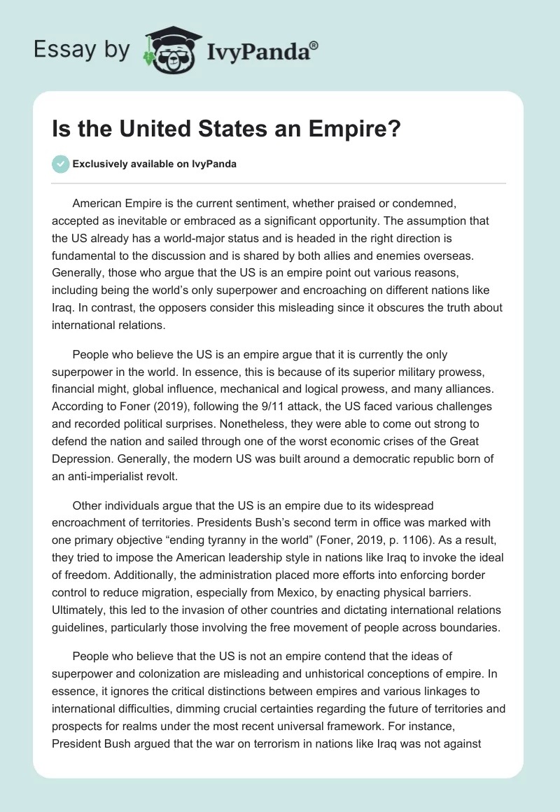 Is the United States an Empire?. Page 1