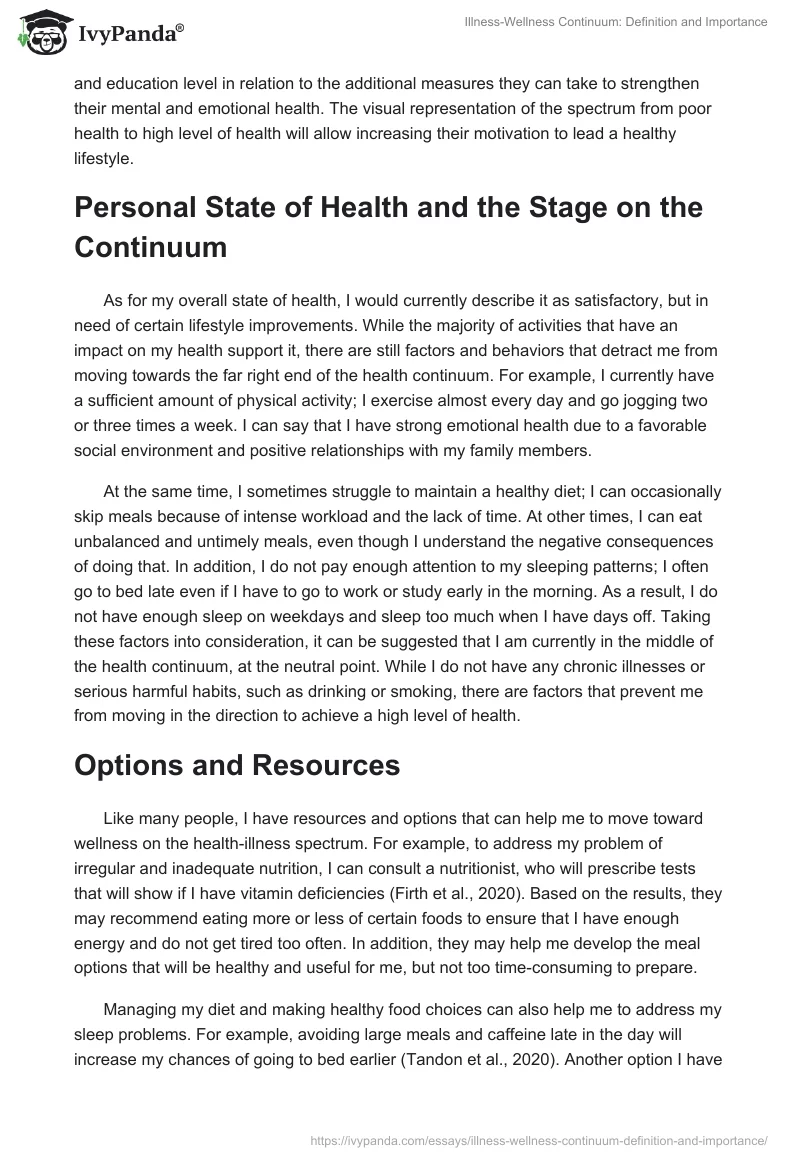 Illness-Wellness Continuum: Definition and Importance. Page 2