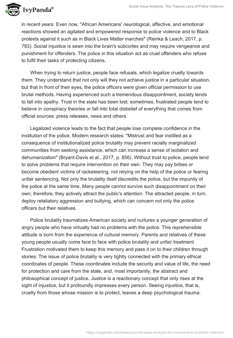 Social Issue Analysis: The Trauma Lens of Police Violence. Page 2