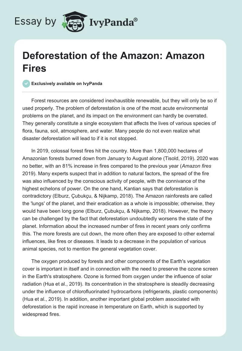 Deforestation of the Amazon: Amazon Fires. Page 1