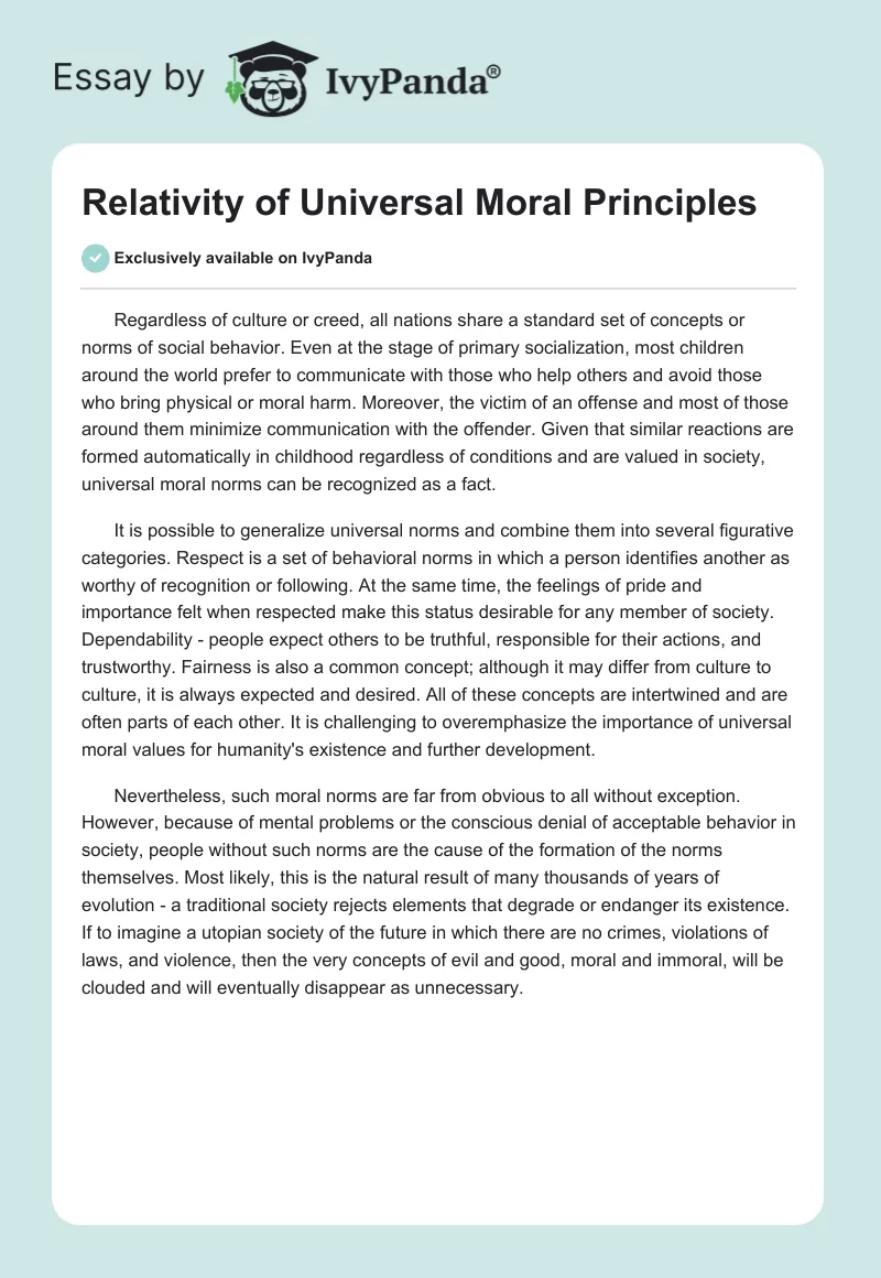 Relativity of Universal Moral Principles. Page 1