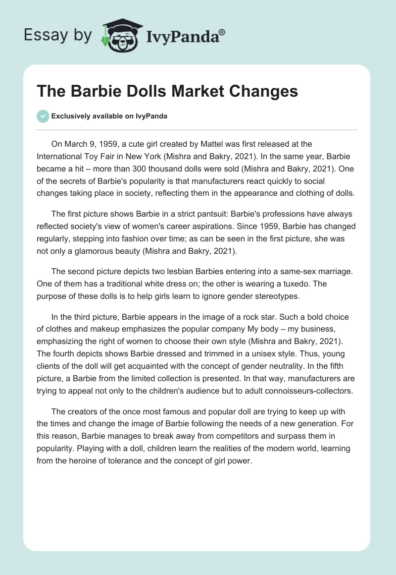 The Barbie Dolls Market Changes. Page 1