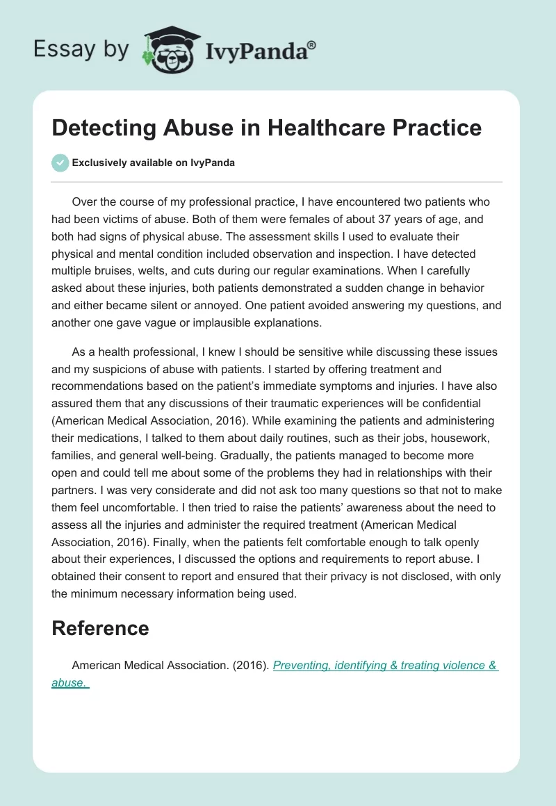 Detecting Abuse in Healthcare Practice. Page 1
