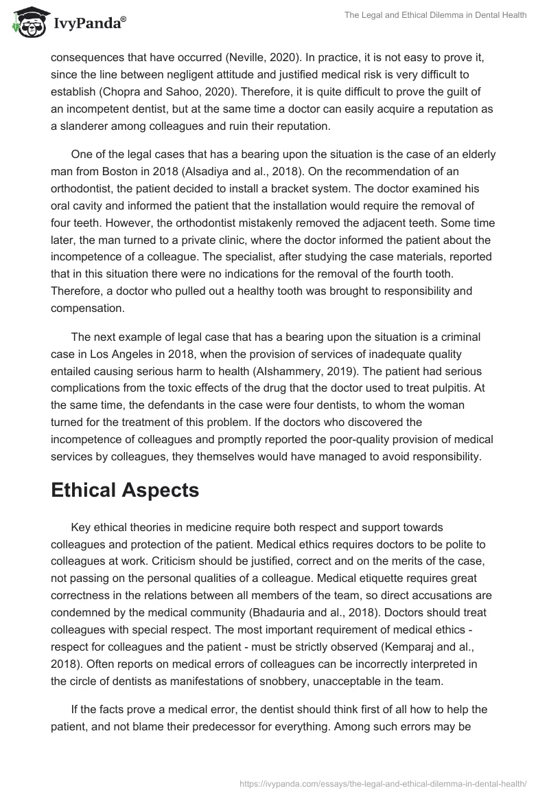 The Legal and Ethical Dilemma in Dental Health. Page 2