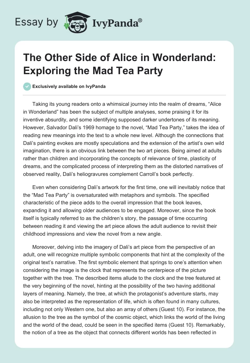 The Other Side of "Alice in Wonderland": Exploring the Mad Tea Party. Page 1