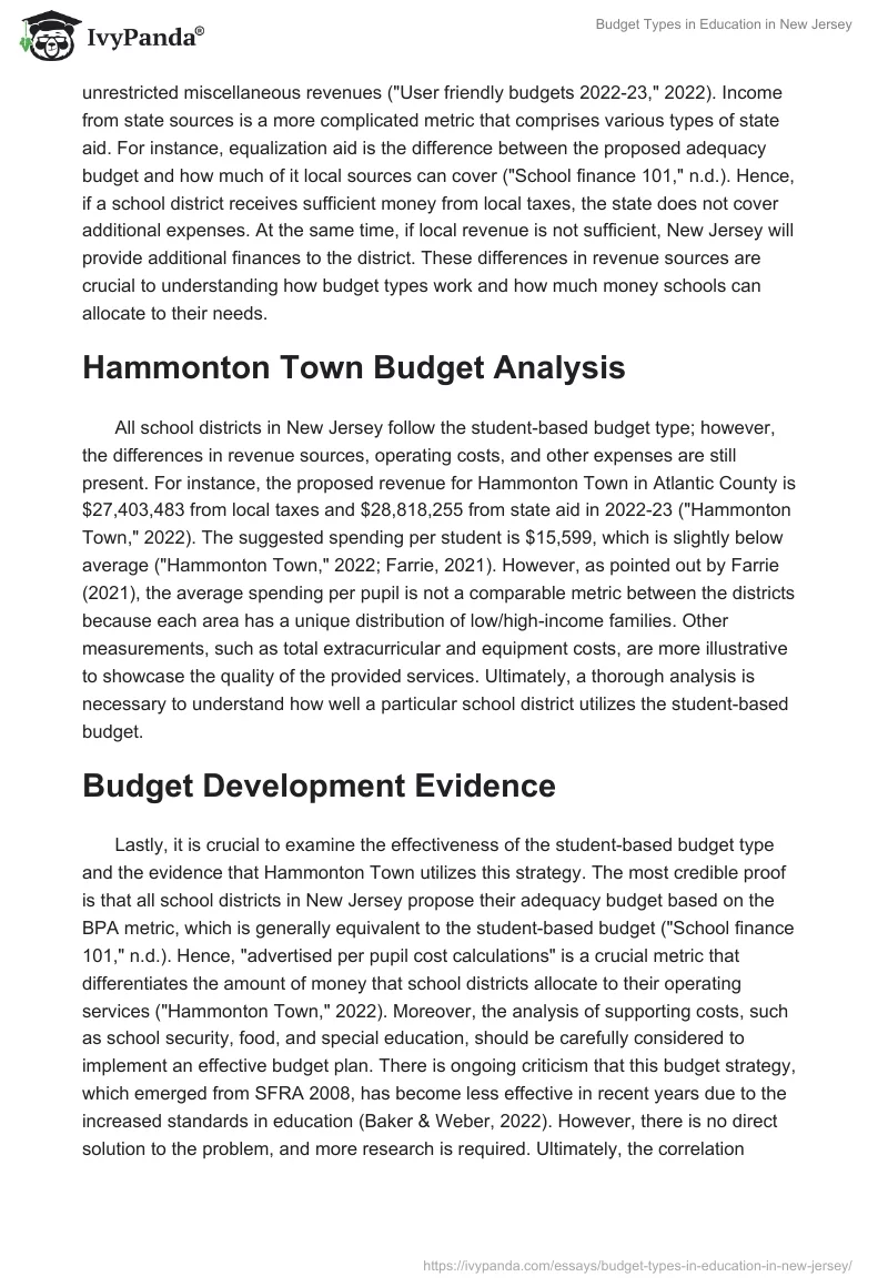 Budget Types in Education in New Jersey. Page 2
