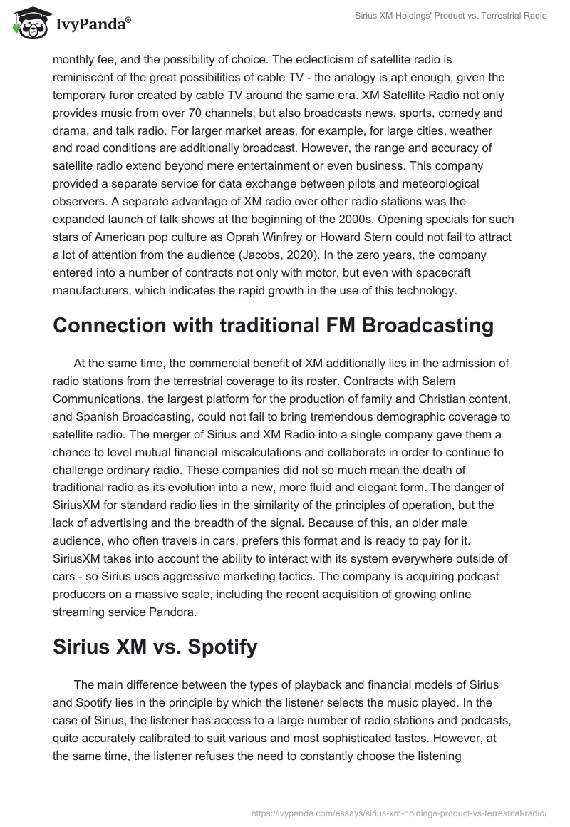 Sirius XM Holdings' Product vs. Terrestrial Radio. Page 2
