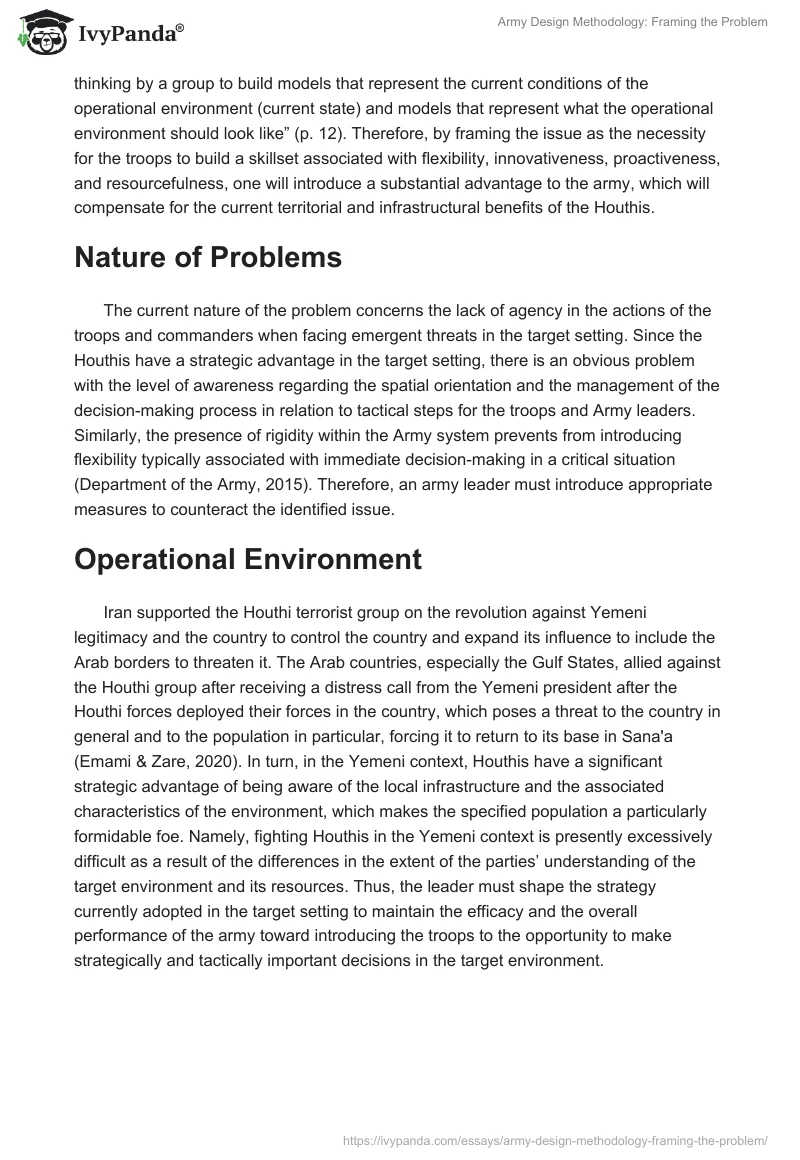 Army Design Methodology: Framing the Problem. Page 2