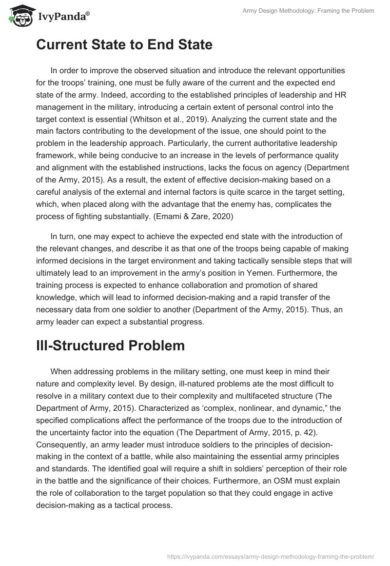 Army Design Methodology: Framing the Problem. Page 3