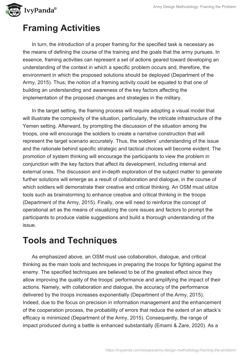 Army Design Methodology: Framing the Problem. Page 4