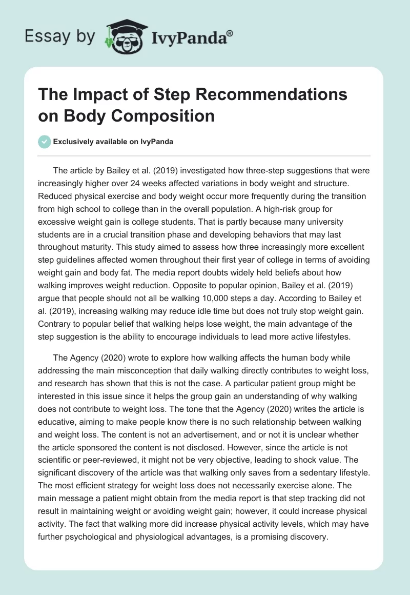 The Impact of Step Recommendations on Body Composition. Page 1