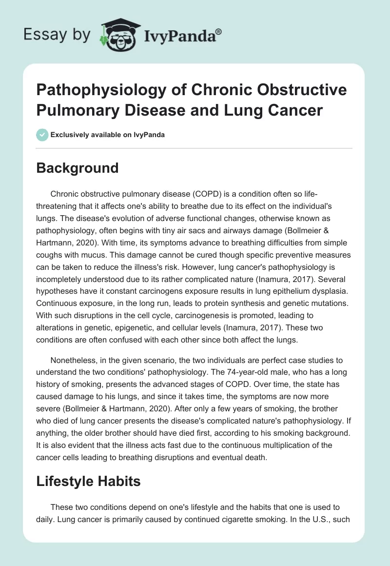 Pathophysiology of Chronic Obstructive Pulmonary Disease and Lung Cancer. Page 1