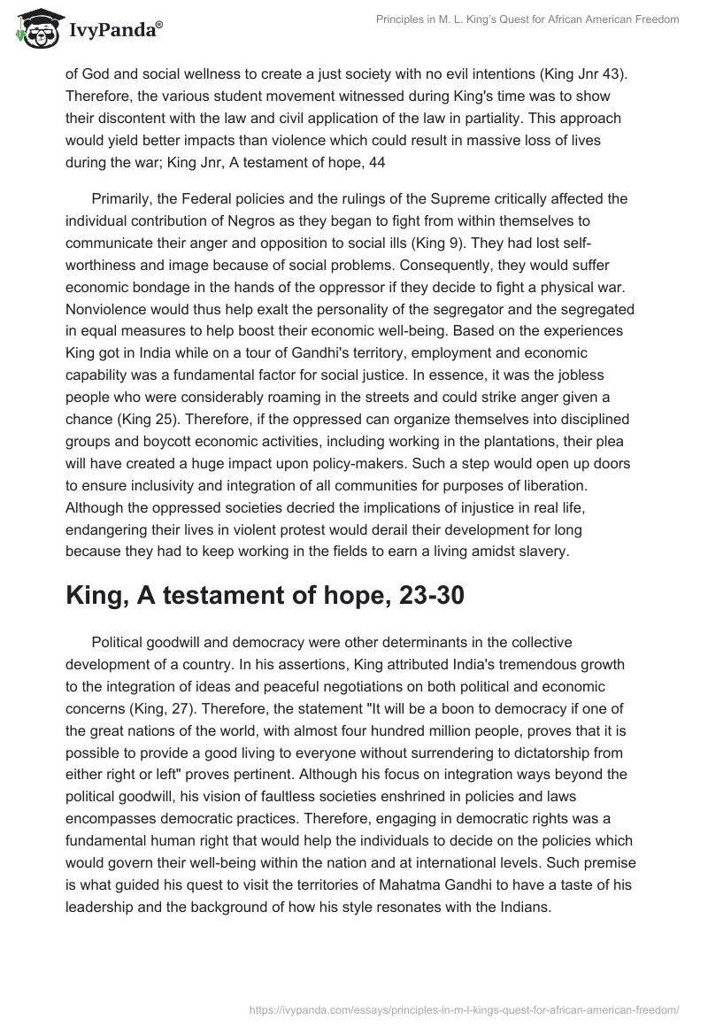 Principles in M. L. King’s Quest for African American Freedom. Page 3