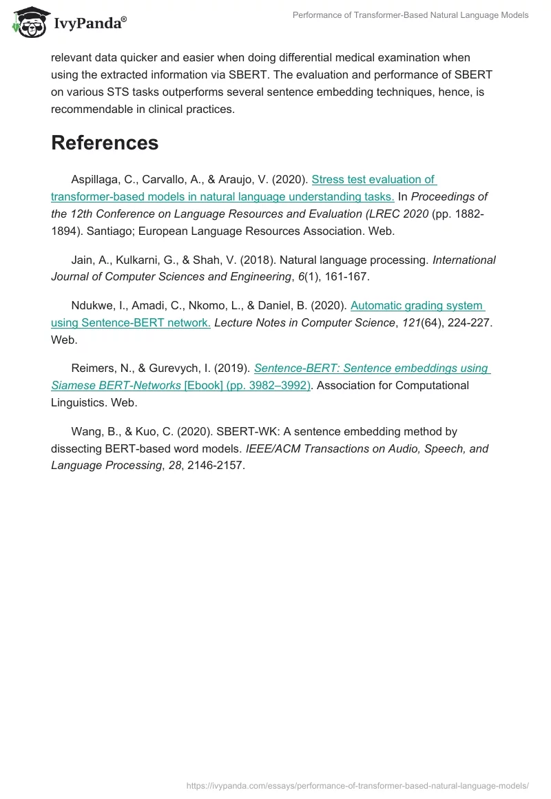 Performance of Transformer-Based Natural Language Models. Page 2