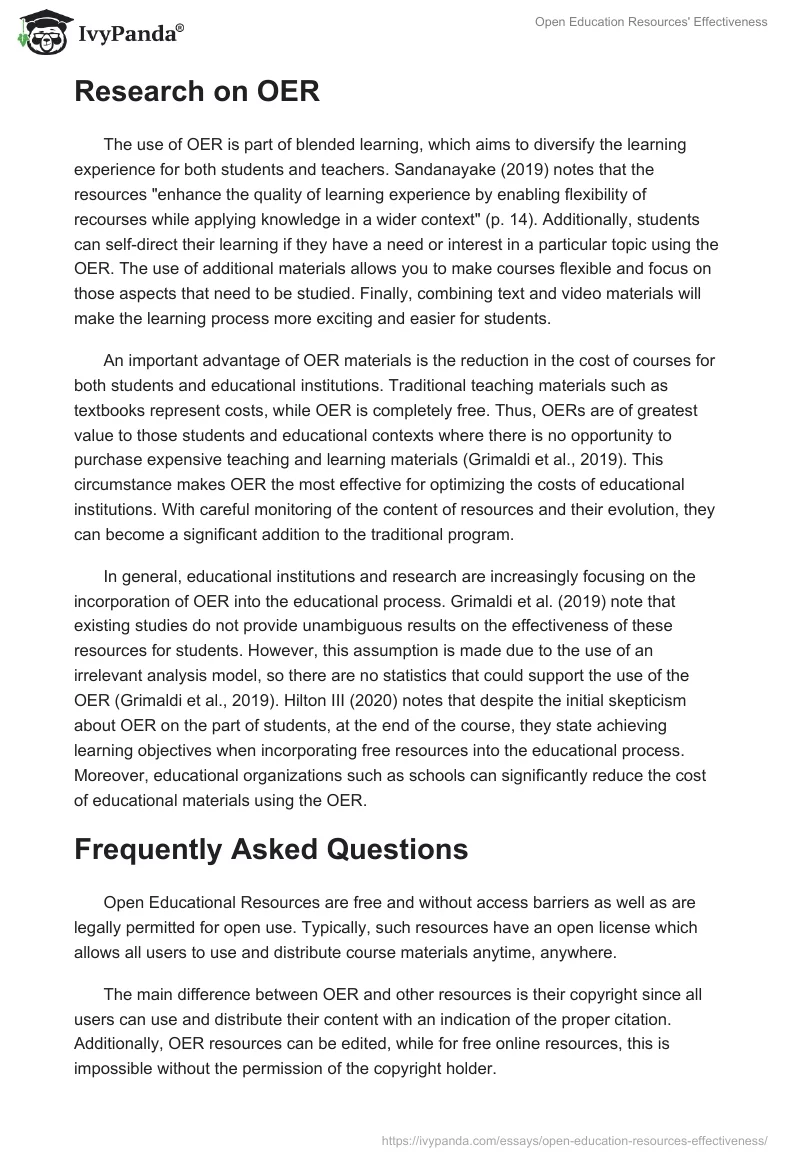 Open Education Resources' Effectiveness. Page 3