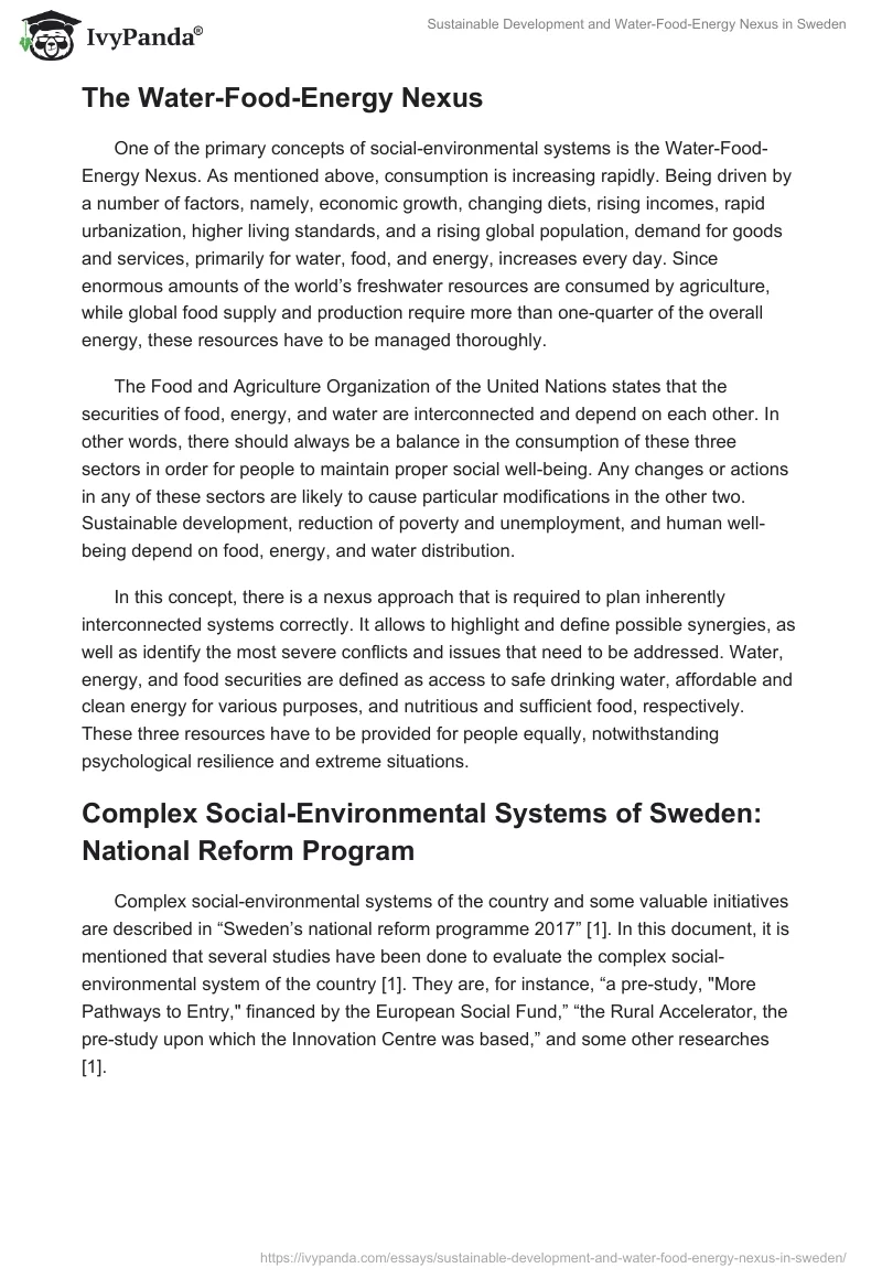 Sustainable Development and Water-Food-Energy Nexus in Sweden. Page 2